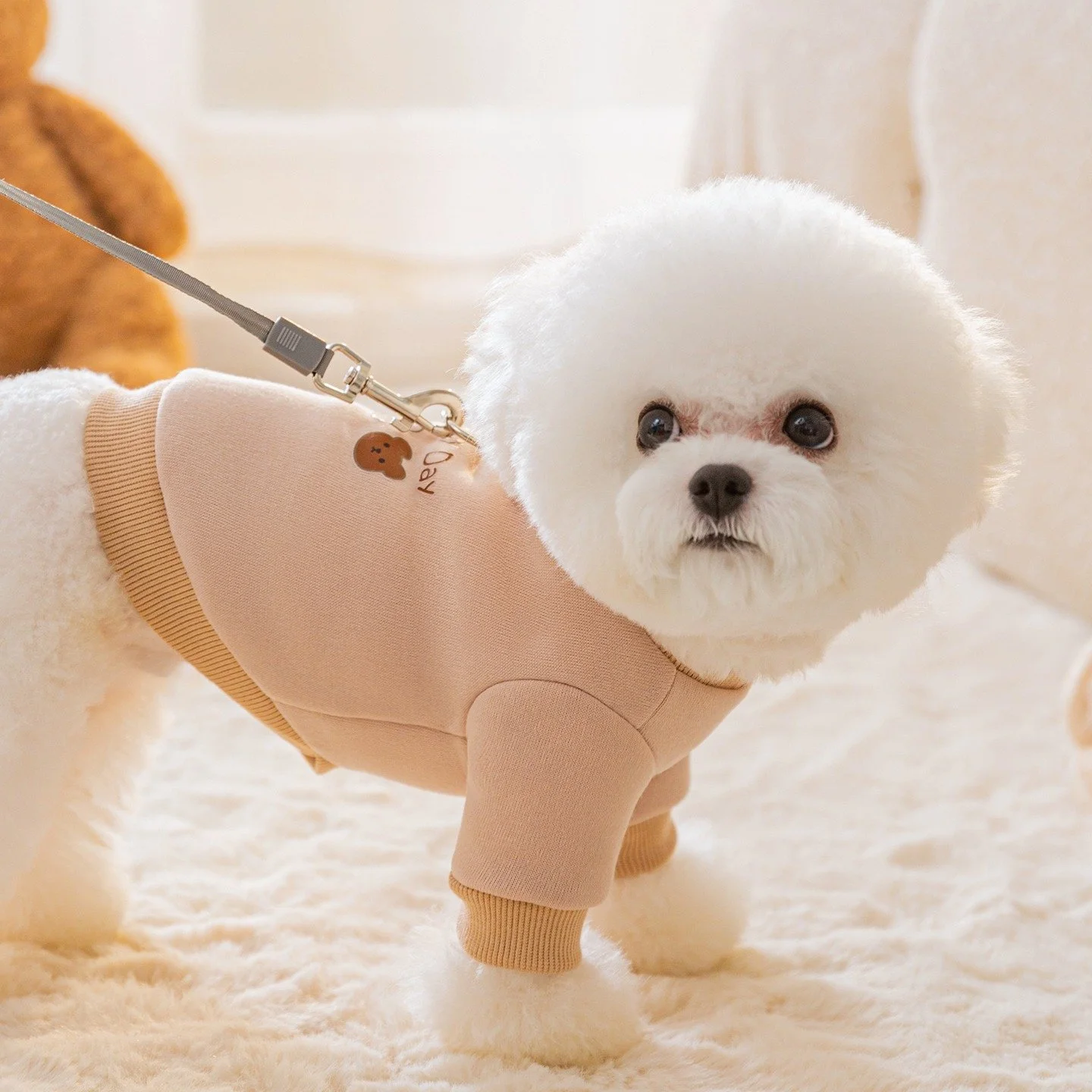 Winter Pet Hoodie with Three Bear Print – Warm Fleece Dog & Cat Pullover