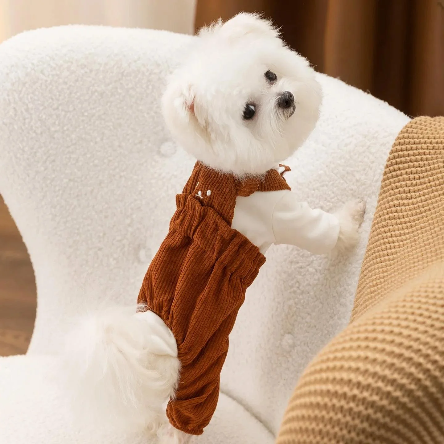 Warm Corduroy Puppy Vest Pullover for Small Dogs
