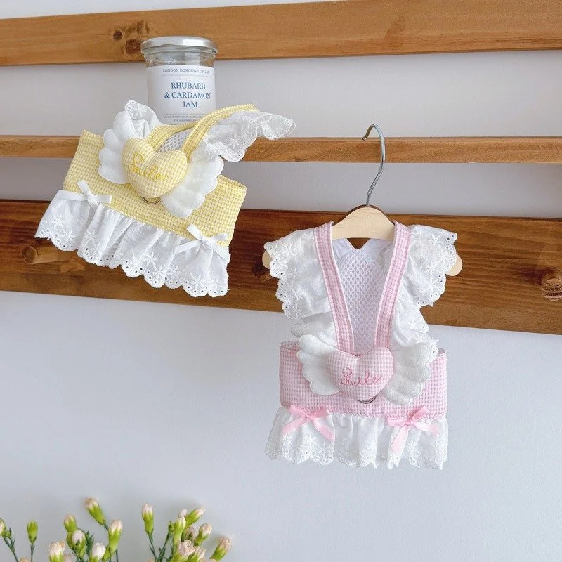 Princess Wings Dog Dress with Breathable Mesh and Leash Buckle