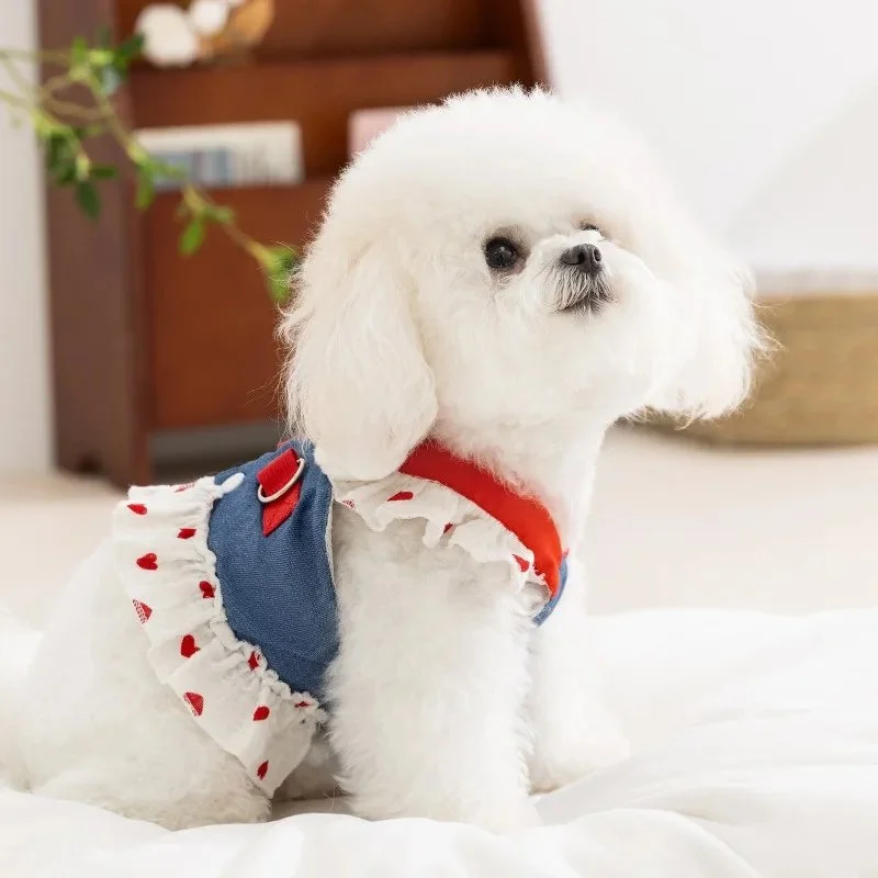 Cute Mesh Dog Dress with Leash Ring – Breathable Pet Clothes