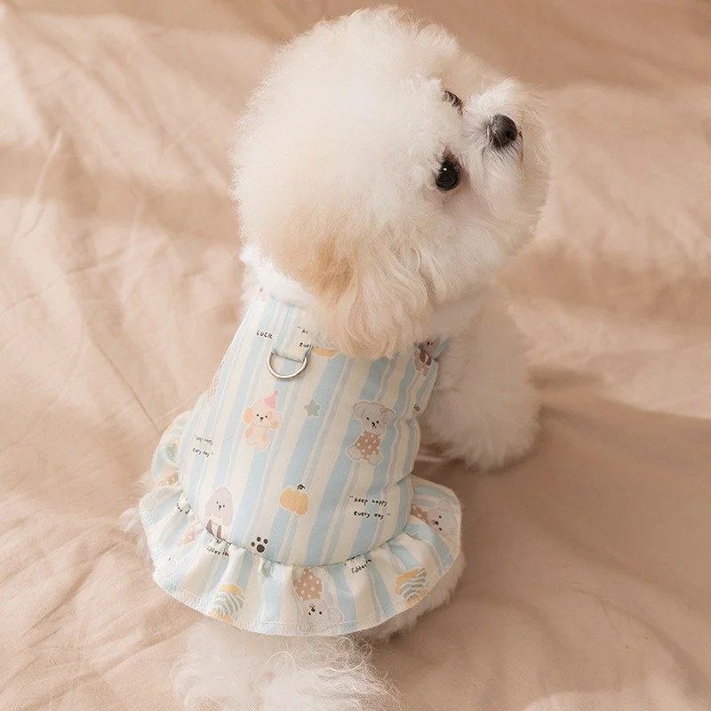 Striped Teddy Bear Dog Jacket – Warm Dress for Small Dogs