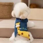 Cozy 3D Giraffe Dog Coat with Leash Hook for Small Pets