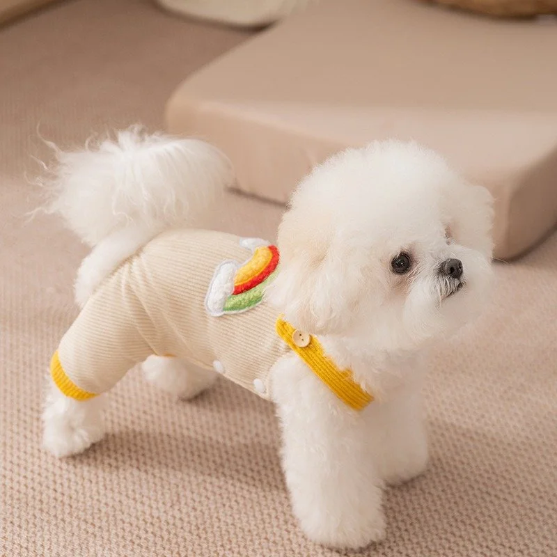 Warm Corduroy Dog Overalls with Fleece Lining