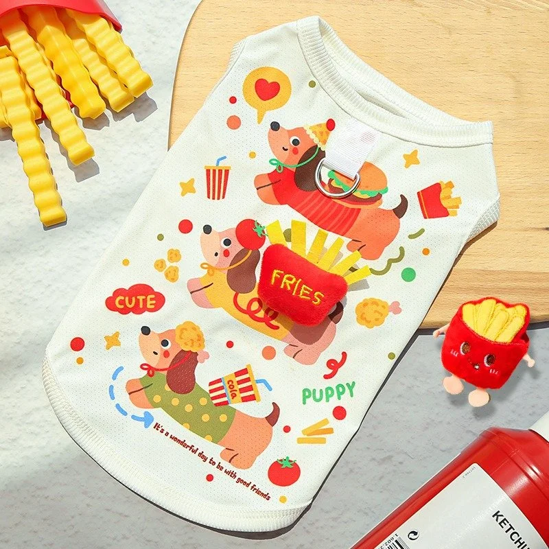 Breathable Pet Vest for Small Dogs – Cool Cartoon Sleeveless T-Shirt