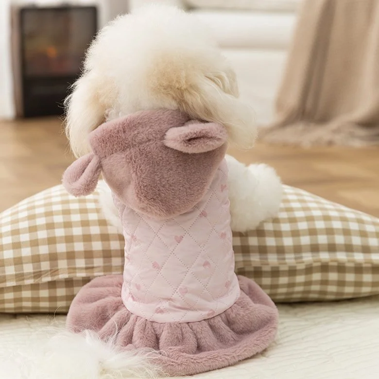 Cozy Teddy Plush Hooded Pet Coat for Small Dogs & Cats – Autumn/Winter