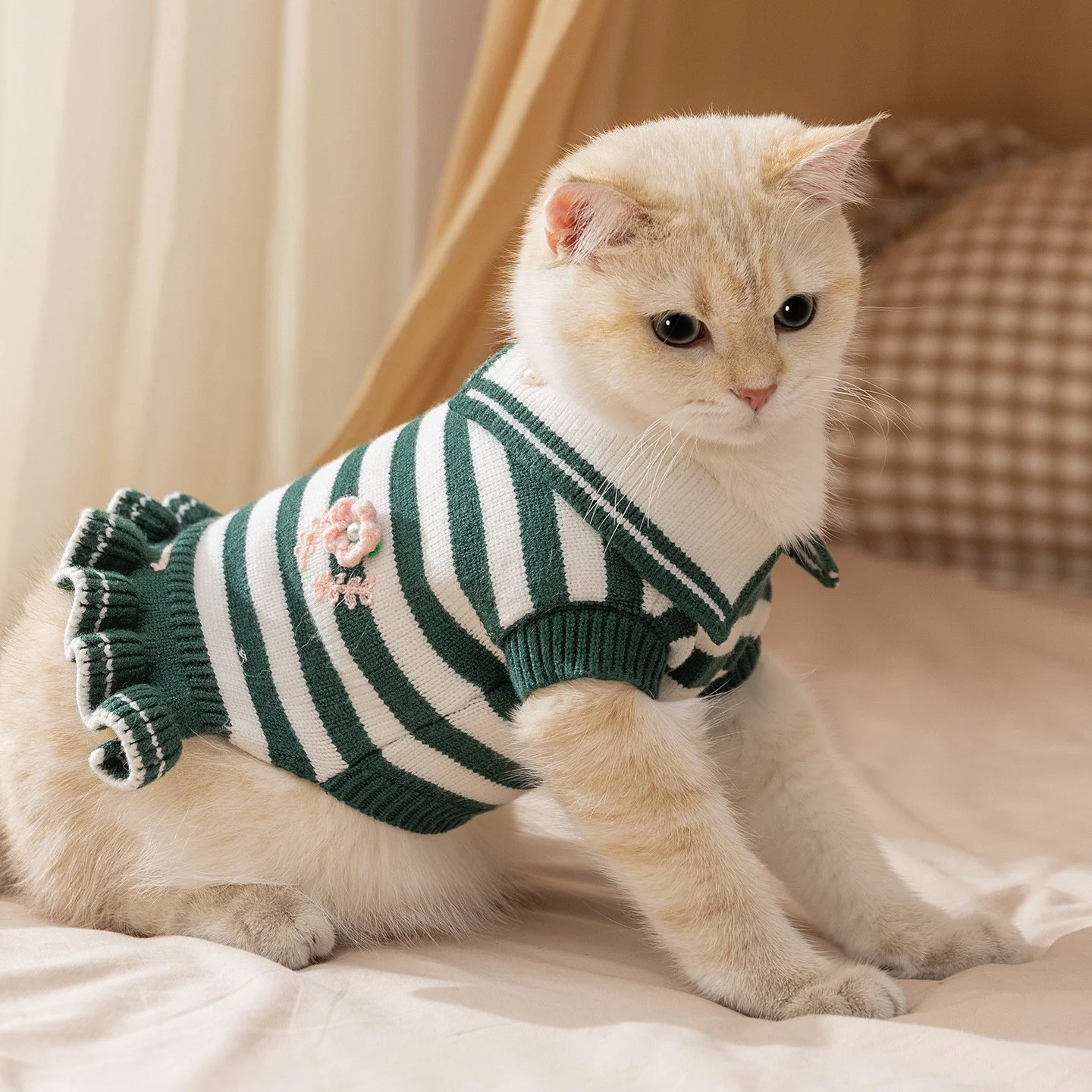 Striped Knitted Dog Dress