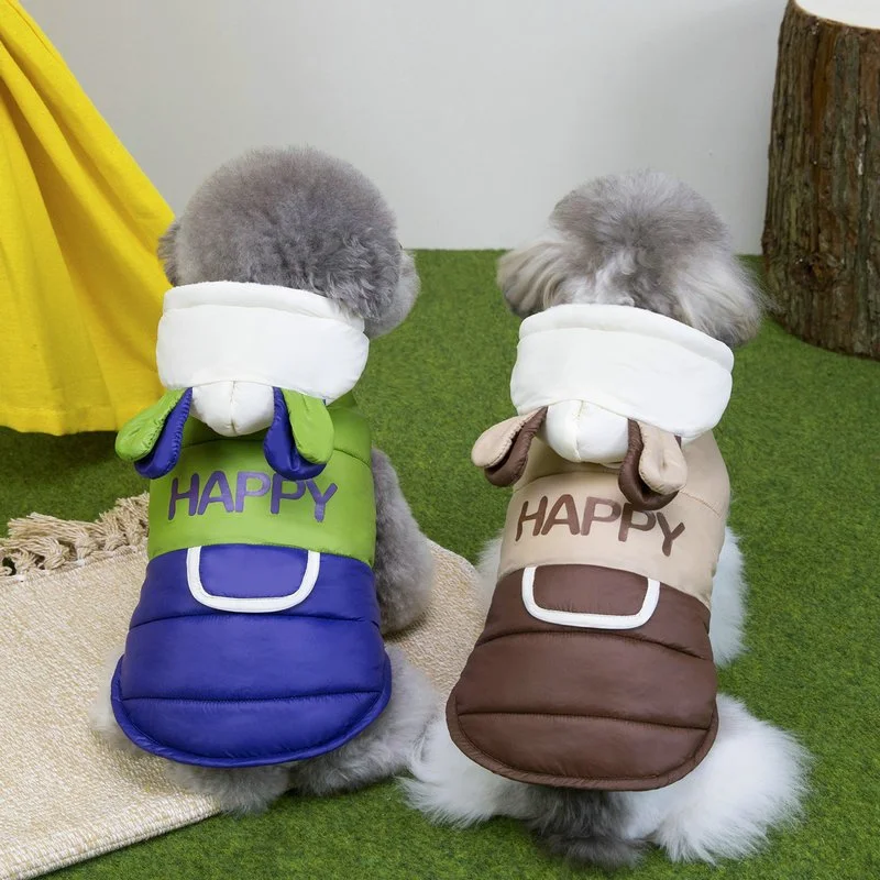 Cozy Bear-Ear Dog Hoodie – Fleece-Lined Winter Coat for Small Pets