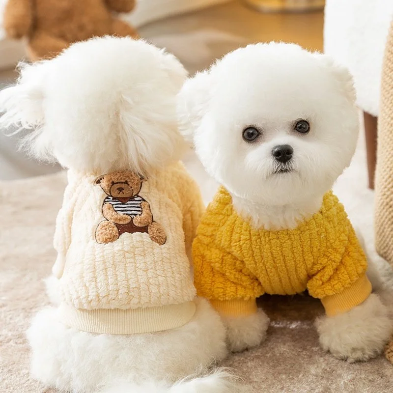 Winter Warm Bear Print Pet Hoodie for Small Dogs & Cats