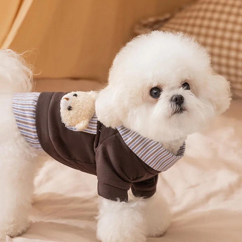 Cozy Winter Dog Hoodie with Traction Buckles – Warm Two-Piece Look for Small Dogs