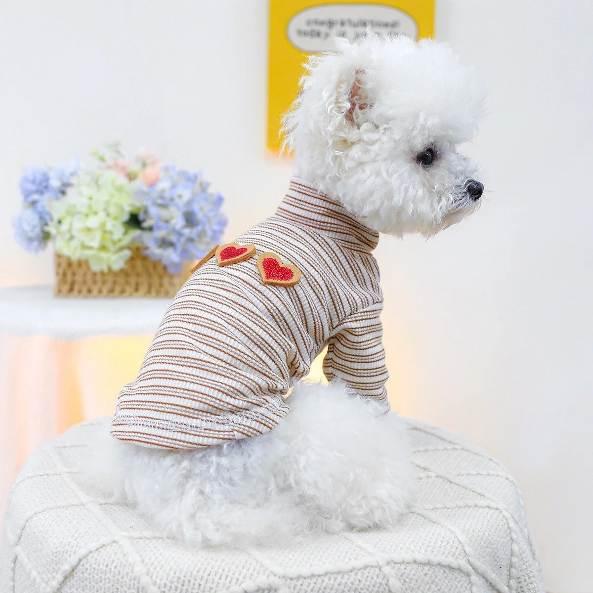 Poodle Striped Warm Dog Vest – Cozy Winter Hoodie for Small Pets XS-XL