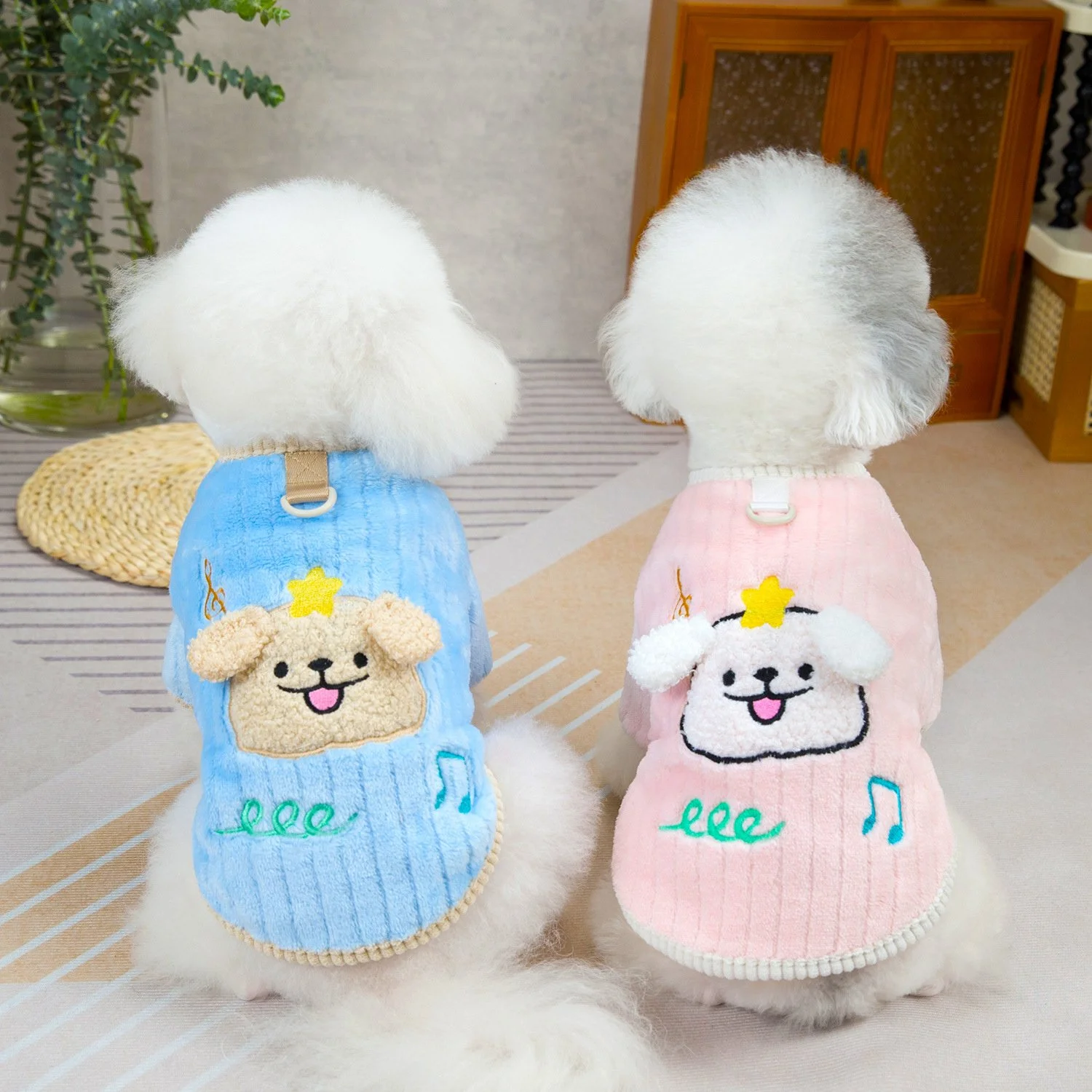 Warm Velvet Stripe Hoodie for Small Dogs & Cats – Cozy Winter Coat