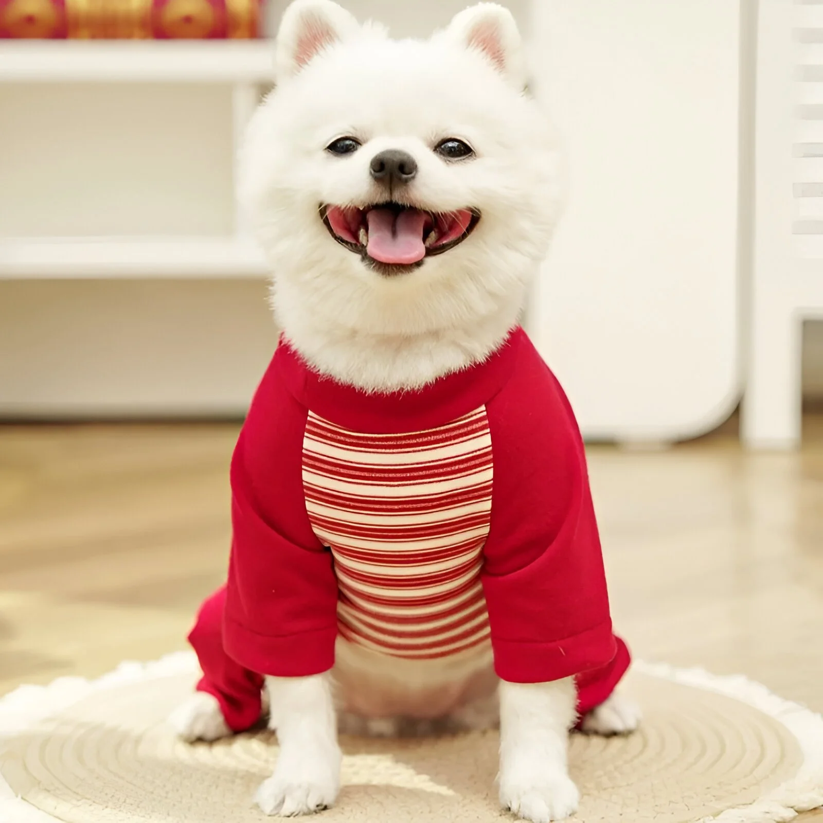 Fashion Striped Dog & Cat Jumpsuit with D-Ring