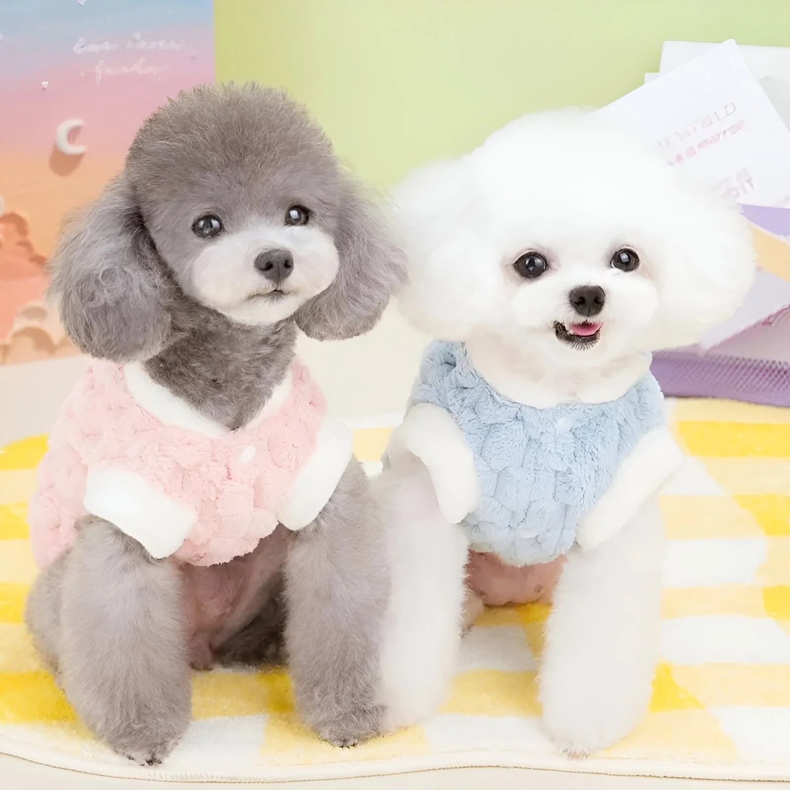 Winter Plush Pet Jacket with D-Ring