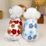 Cozy Floral Fleece Dog Tank Coat for Small Pets