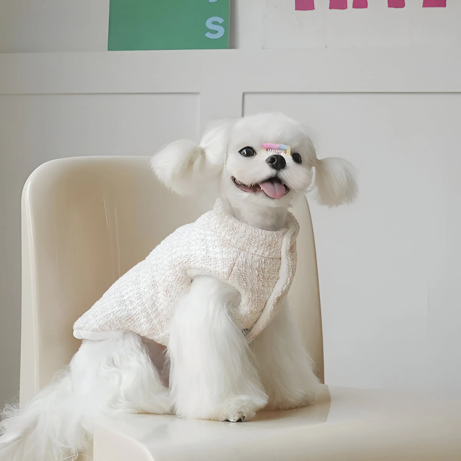 Cozy High-Neck Winter Dog Parka with Embroidered Bear Design