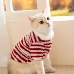 Cozy Fleece Striped Pet Coat for Small Dogs & Cats