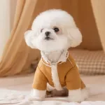 Plush Leather Pet Winter Jacket – Warm Four-Legged Coat for Small Dogs & Cats