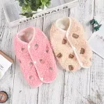 Cozy Winter Strawberry Fleece Dog Hoodie – Warm Teddy-Style Jacket for Small Pets