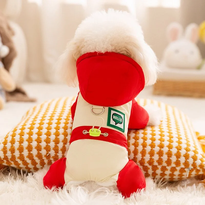 Warm Winter Splice Hooded Dog Jumpsuit for Small Breeds