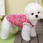 Floral Winter Pet Vest – Warm Soft Jacket for Dogs & Cats