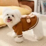Cute 3D Bear Fleece Pet Jacket with D-Ring – Cozy Winter Dog & Cat Coat