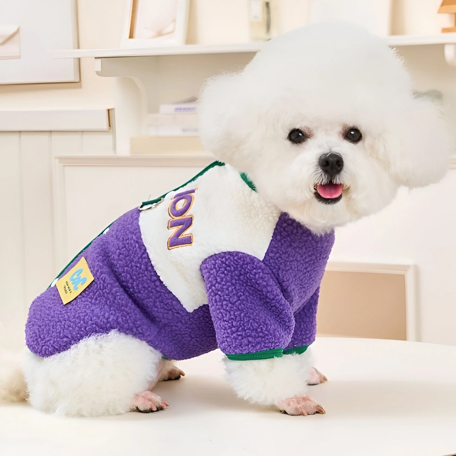 Winter Plush Dog & Cat Jacket – Cozy Fleece Baseball-Style Coat