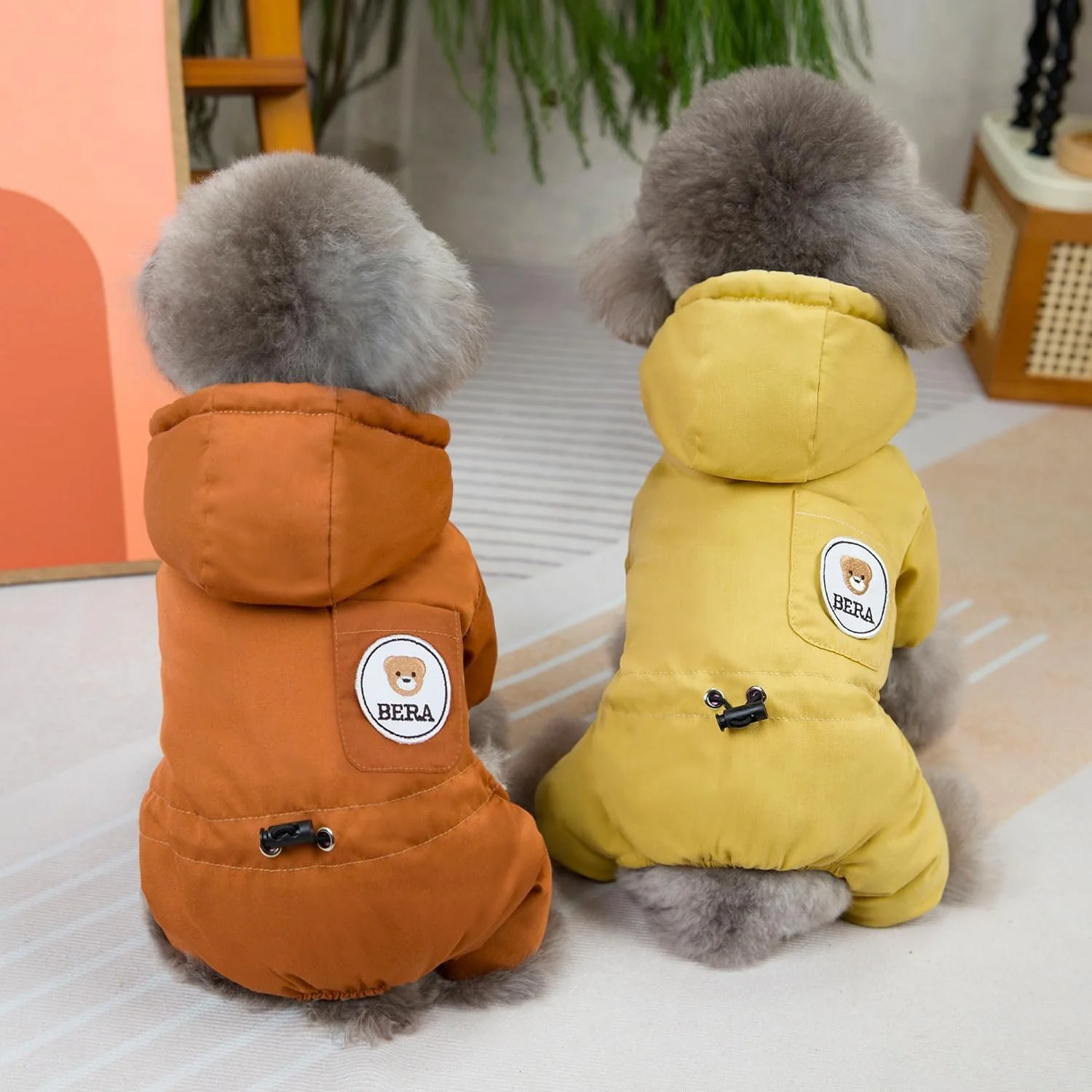 Padded Winter Pet Jumpsuit Jacket - Dog & Cat Coat with Bear Print
