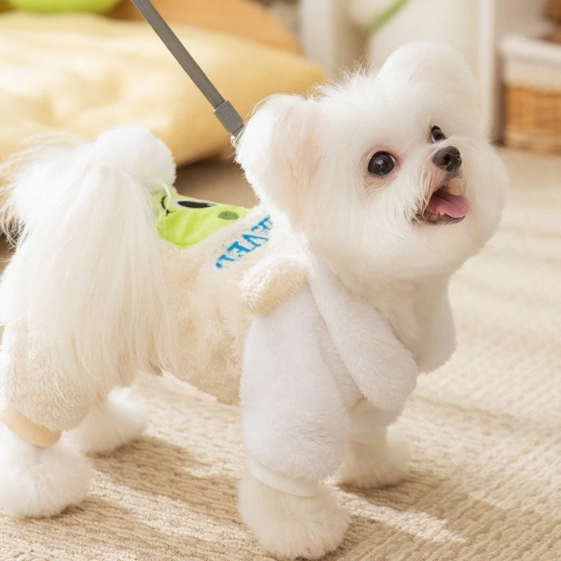 Cozy Cartoon Fleece Dog Jumpsuit for Small Pets