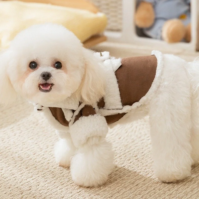 Winter Cotton-Padded Dog Jacket – Cozy Two-Legged Cardigan for Small to Medium Dogs
