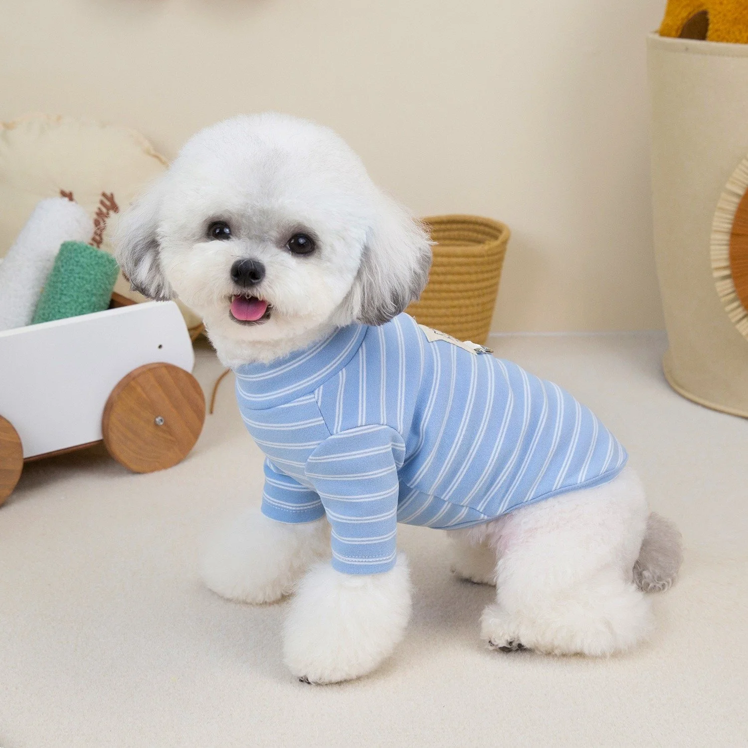 Warm Striped Turtleneck Dog Shirt for Small & Medium Pets
