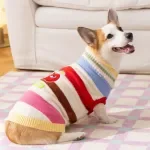 Winter Rainbow Striped Pet Sweater for Small & Medium Dogs