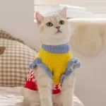 Winter Lace Checkered Pet Sweater for Small Dogs & Cats