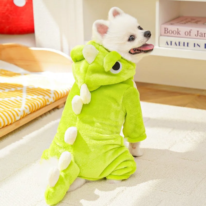 Plush Winter Four-Leg Pet Jumpsuit with Hood – Warm Full-Body Dog & Cat Coat