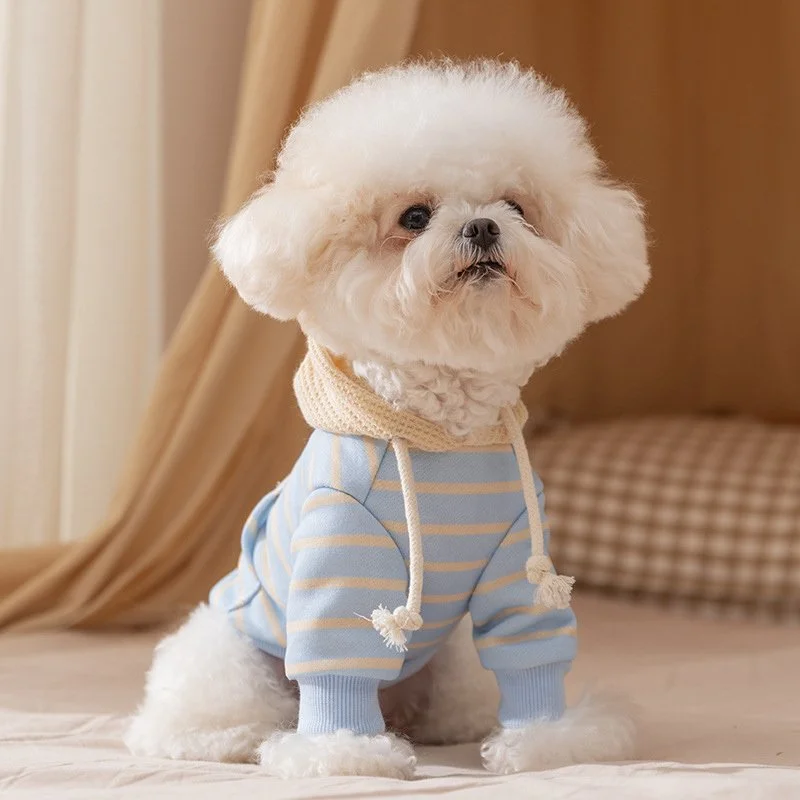 Striped Hooded Winter Dog & Cat Sweater Vest