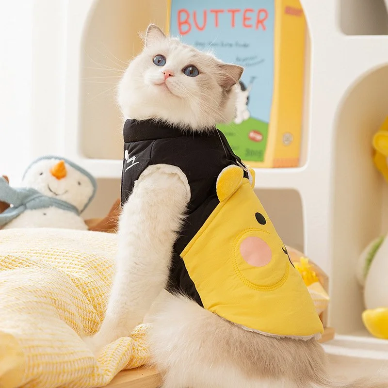 Warm Winter Dog & Cat Puffer Vest with Cute Ears for Small Pets