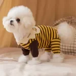 Striped Winter Dog Jumpsuit Pajamas – Warm Four-Leg Pet Base Coat