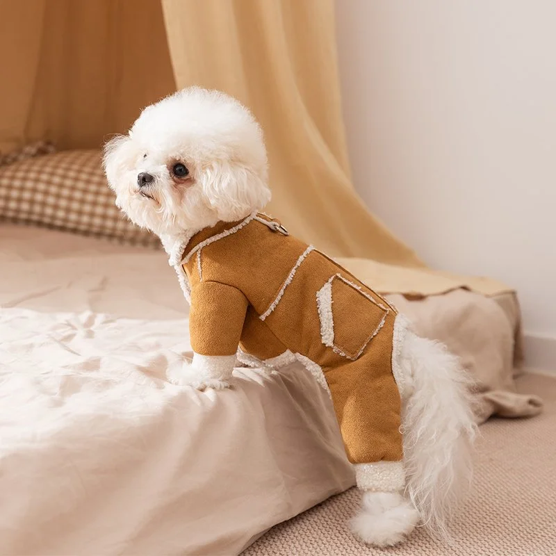 Warm Fleece Four-Leg Dog Jumpsuit for Autumn & Winter