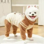 Cozy Fleece Dog Jumpsuit with Four-Leg Coverage for Cold Weather