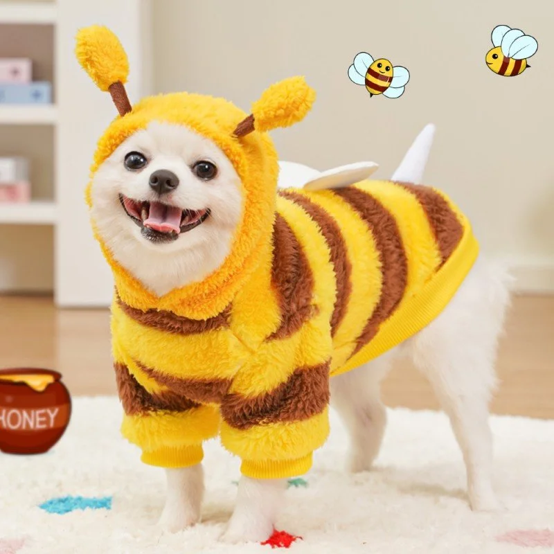 Cute Bee Fleece Dog Jumpsuit