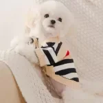 Striped Knitted Dog Sweater – Warm Winter Cardigan for Small Pets