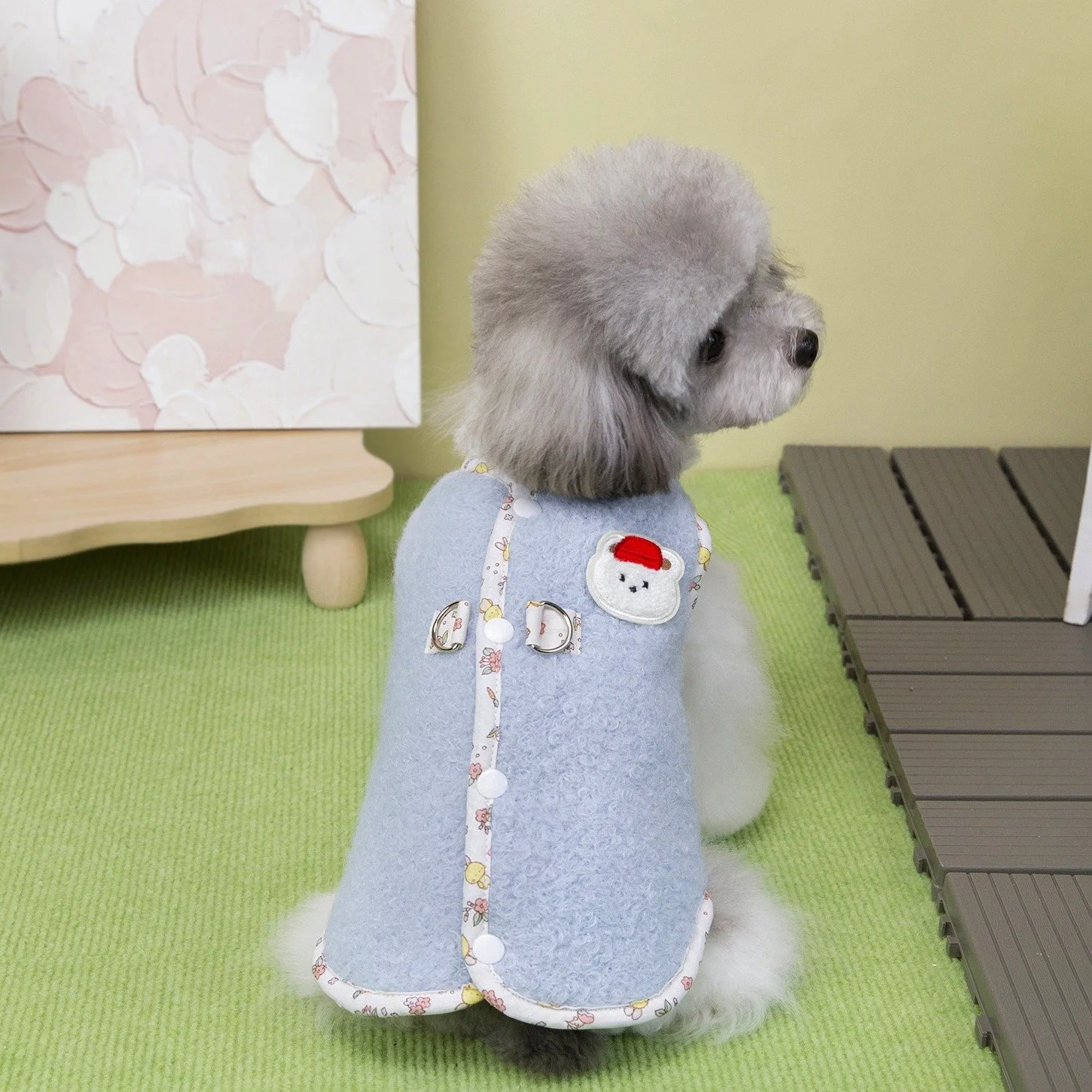 Teddy Bear Fleece Dog Vest with Hat – Cozy Winter Cartoon Pet Jacket