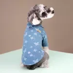 Warm Bear Print Denim Dog Vest for Fall & Winter