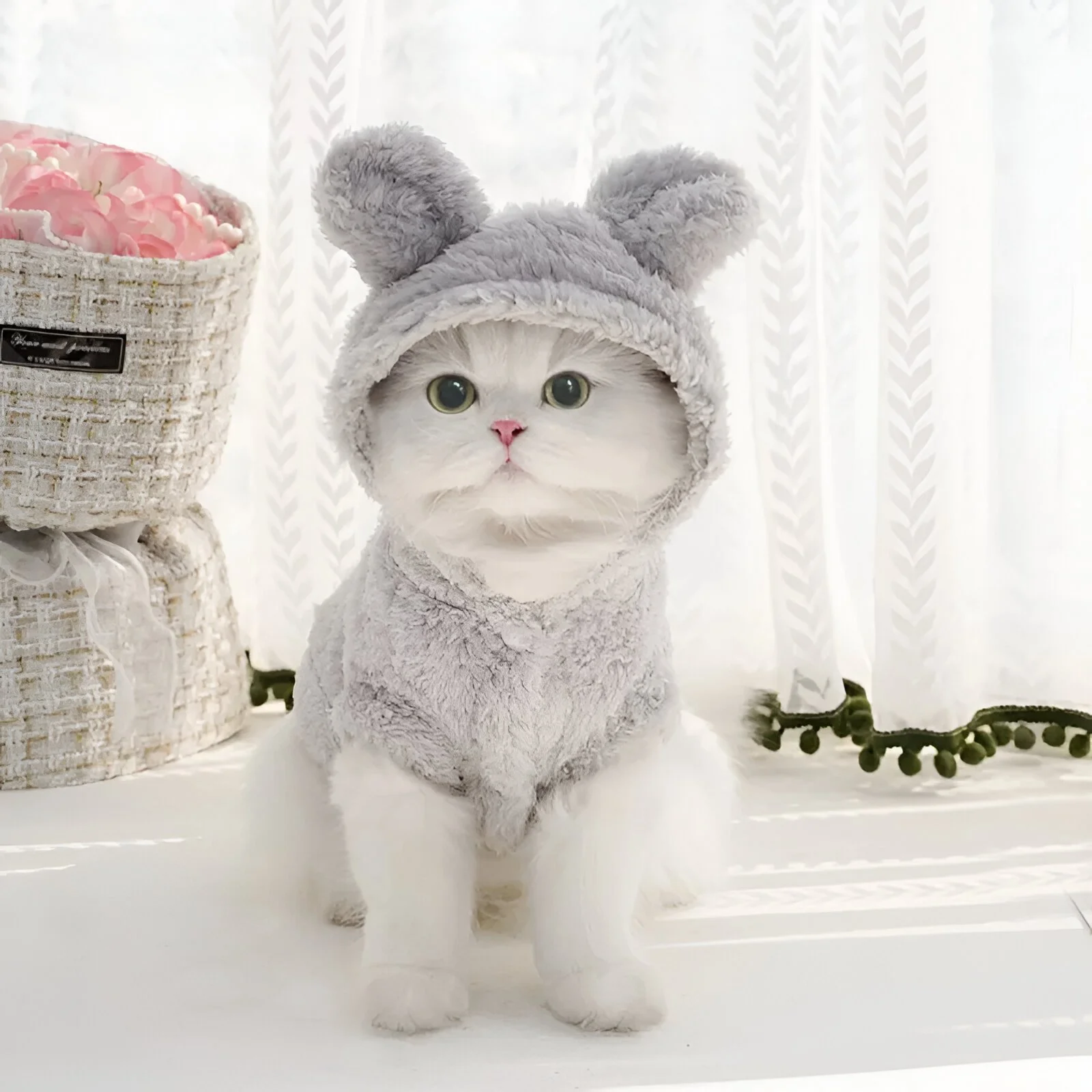 Cozy Winter Dog Hoodie with Cute Rabbit Ears – Warm Fleece Pet Jacket