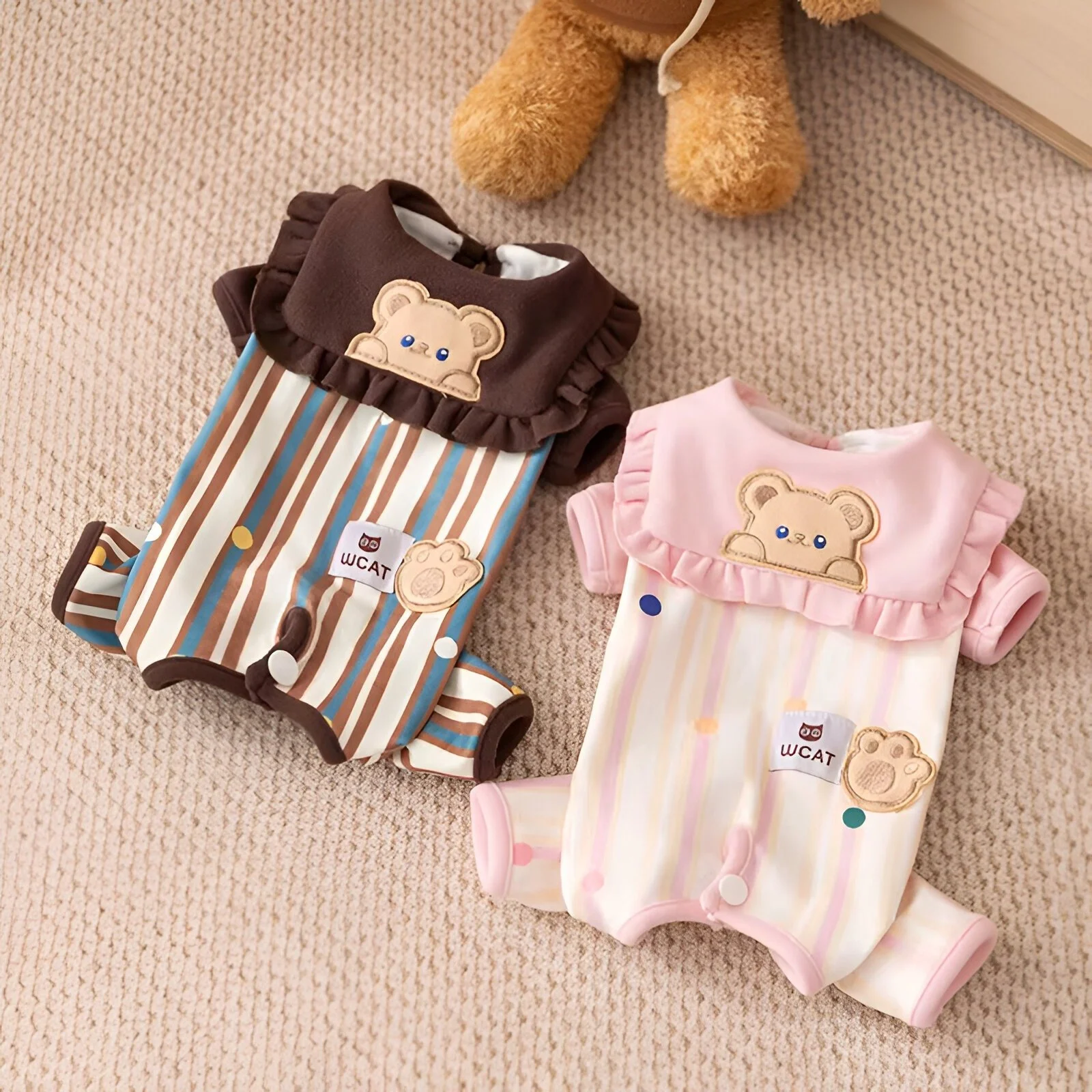 Pet Navy Collar Bear Striped Jumpsuit for Small & Medium Dogs
