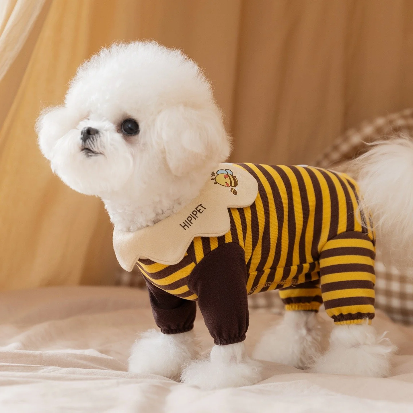 Bee Cozy Button-Up Dog Jumpsuit for Small Pets