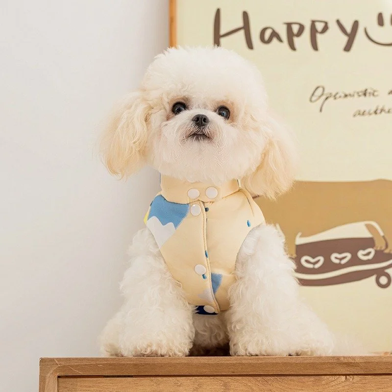 Warm Cartoon Cotton Dog Vest – Cozy Padded Jacket for Small Dogs