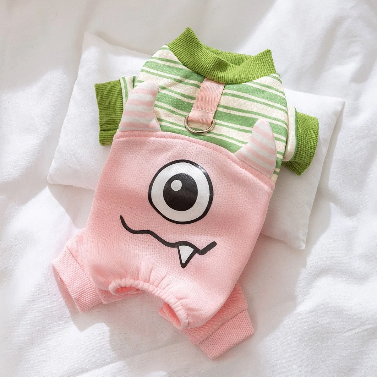 Cartoon Monster Dog Pajamas – Warm Four-Leg Pet Outfit