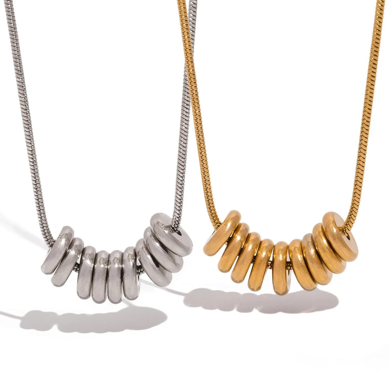 Gold-Plated Circular Ring Pendant Necklace for Women