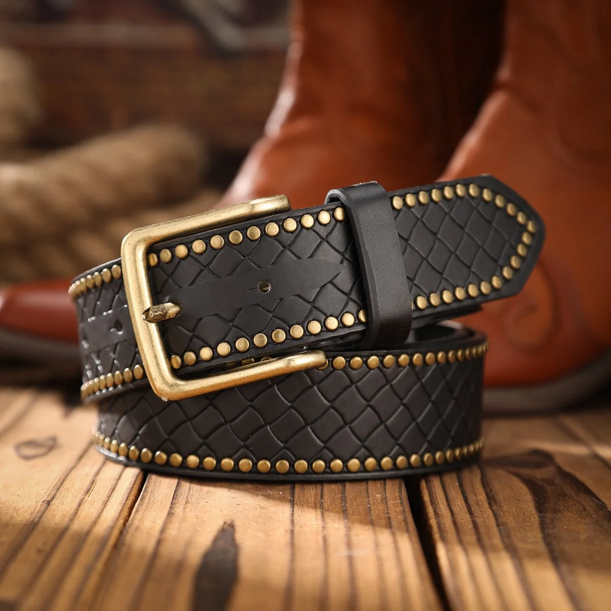Western Retro Alloy Buckle PU Leather Belt for Men & Women