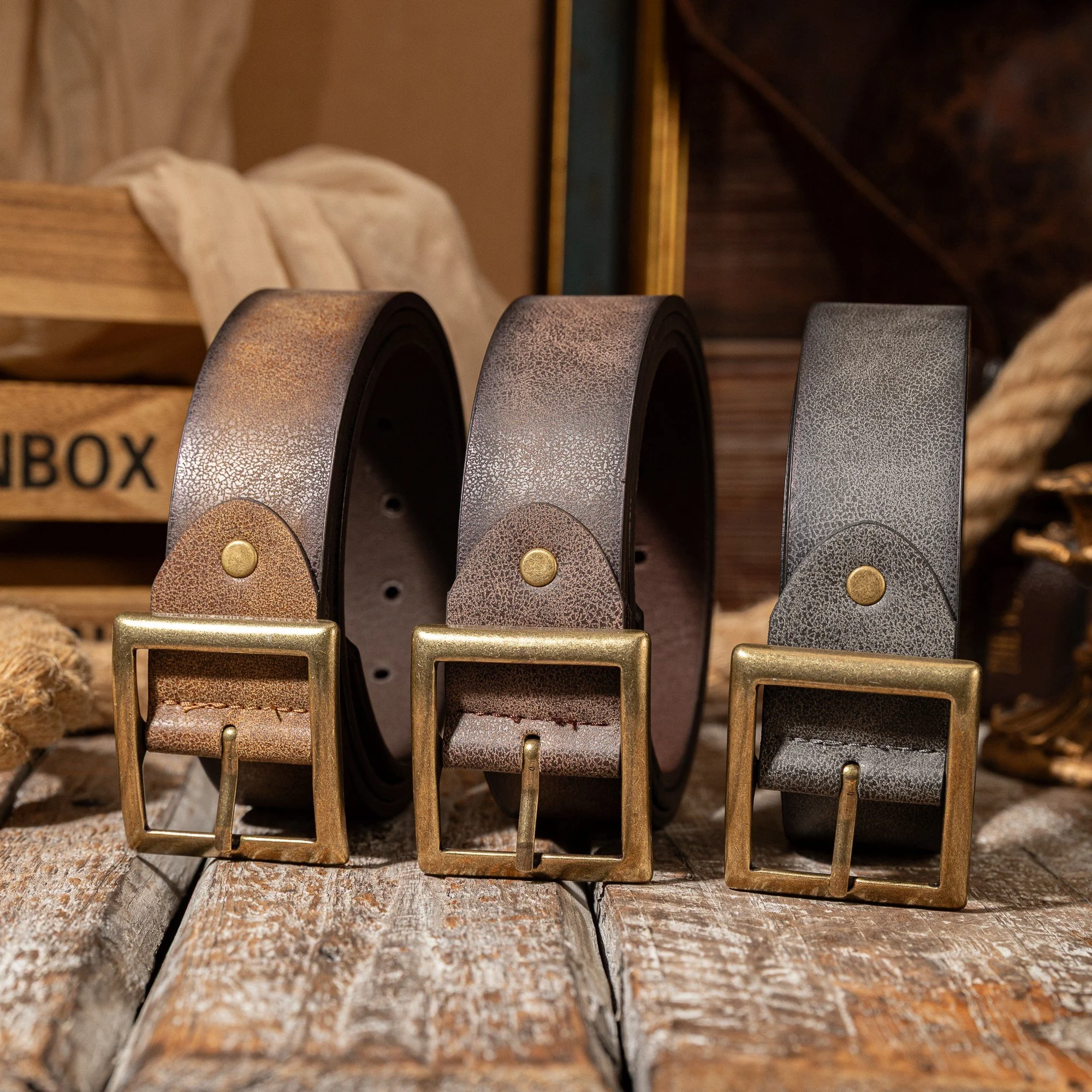 Unisex Vintage Matte PU Leather Belt with Square Zinc Alloy Pin Buckle